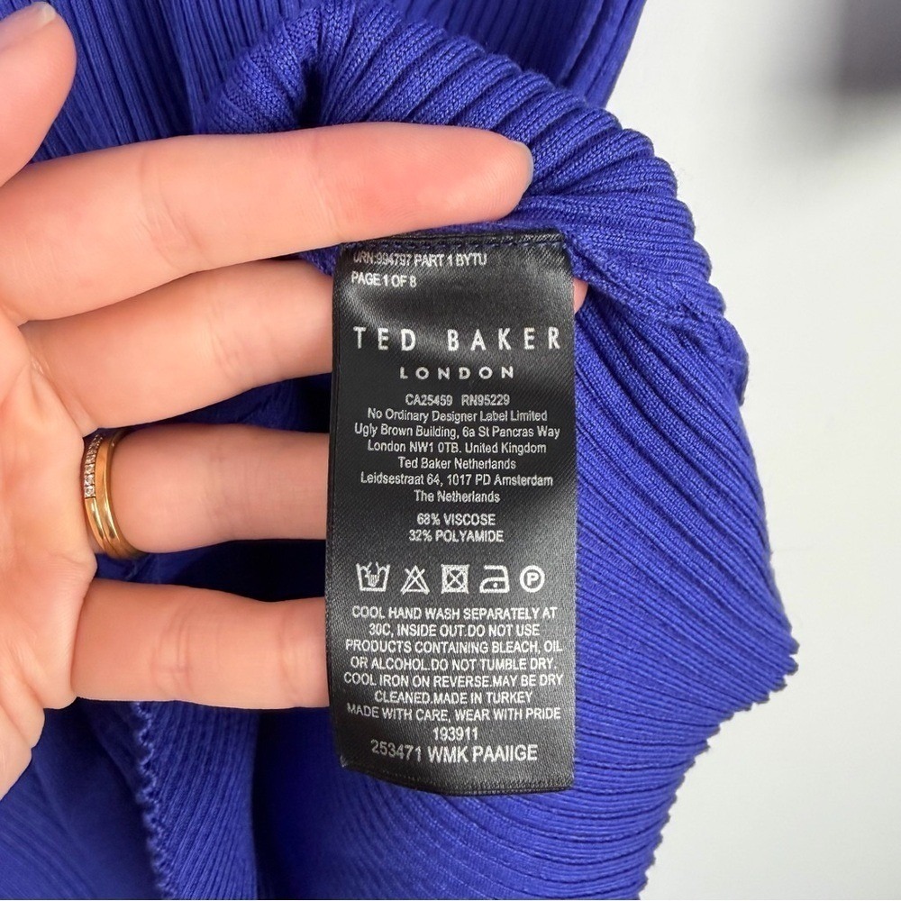 NWT Ted Baker Paige Blue Ribbed Polo Top - Picture 7 of 7